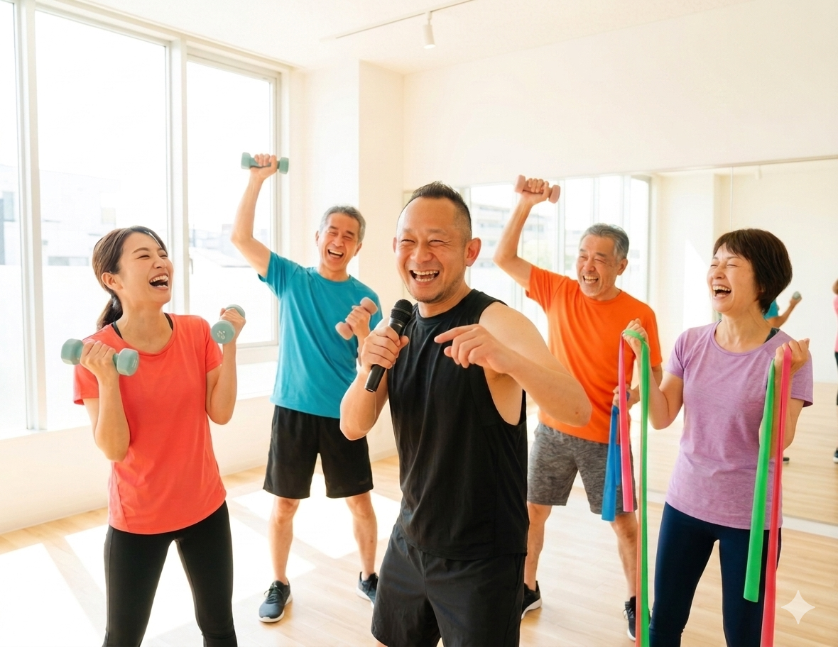 笑顔で運動する生徒